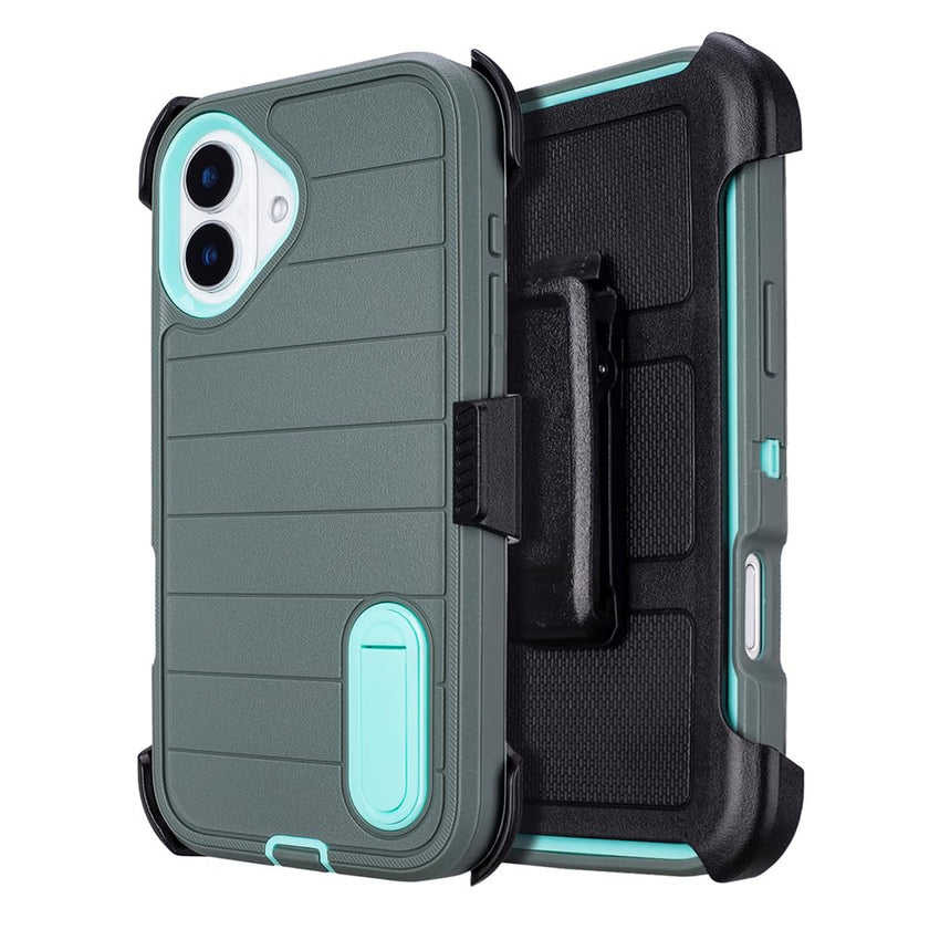 for Phone Case iPhone 16 Plus Case Black with Belt Clip Heavy Duty Holster for ShockPlusof Cases,3 Layers of Sturdy,Military Grade Defender Cover for iPhone 16 Plus Cases Black 6.7 Inch