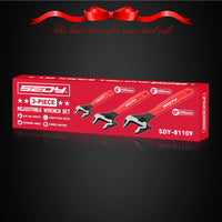 Adjustable Wrench Set Pipe Spanner: 6" 8" 10" Wide Jaw Black Oxide Wrench With Cushion Grip, Laser Marked Metric & SAE Scales, CR-V Steel for Professional