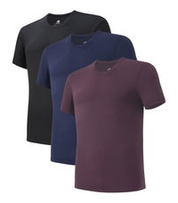 DAVID ARCHY Men's Undershirts Micro Modal Ultra Soft T-Shirts Stretch Moisture-Wicking Crewneck/V-Neck Tees for Men, 3-Pack