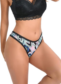 Morvia 10-Pack Women Sexy Coquette Contrast Lace Trims Floral Print Thongs Underwear