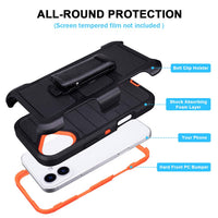 for Phone Case iPhone 16 Plus Case Black with Belt Clip Heavy Duty Holster for ShockPlusof Cases,3 Layers of Sturdy,Military Grade Defender Cover for iPhone 16 Plus Cases Black 6.7 Inch
