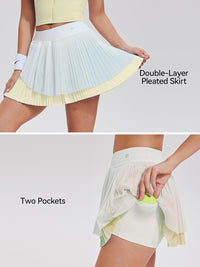 Airfree Tennis Skirt Sets for Women Outfits Lapel Collar Sleeveless Vests Patchwork Pleated Skirt Sets