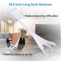 Jellas Sock Aid Kit, Flexible Sock Aid Device with Long Rope - Sock Puller aid Easy on and Off Device for Putting On and Removing Socks or Stockings, Sock Helper for Independence and Comfort (White)