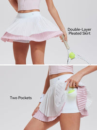 Airfree Tennis Skirt Sets for Women Outfits Lapel Collar Sleeveless Vests Patchwork Pleated Skirt Sets