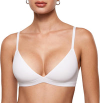 INLYRIC Women's Inbarely Triangle Bralette Plunge Unlined Seamless Bra No Underwire Sexy Comfortable Everyday