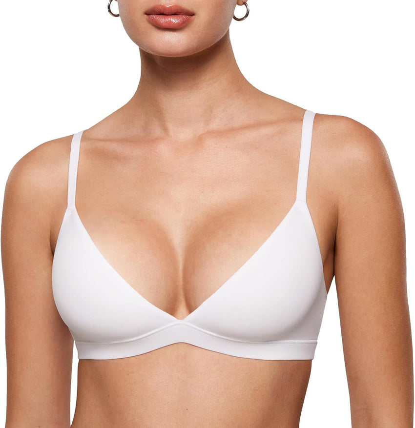 INLYRIC Women's Inbarely Triangle Bralette Plunge Unlined Seamless Bra No Underwire Sexy Comfortable Everyday