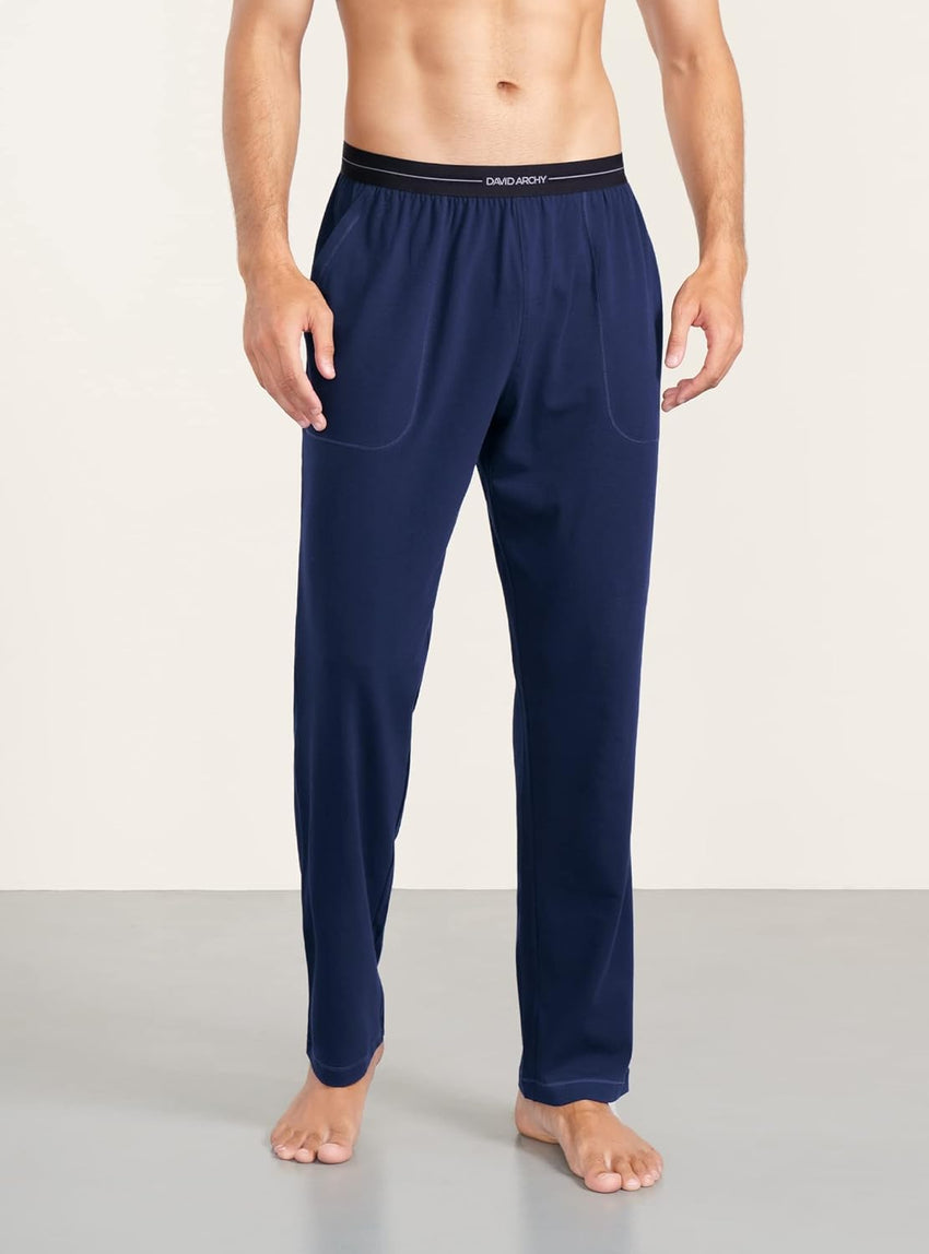 DAVID ARCHY Men's Pajama Pants Cotton Comfy Sleep Bottoms, Lightweight Lounge Pants with Pockets Soft Sleepwear PJs, 2 Pack