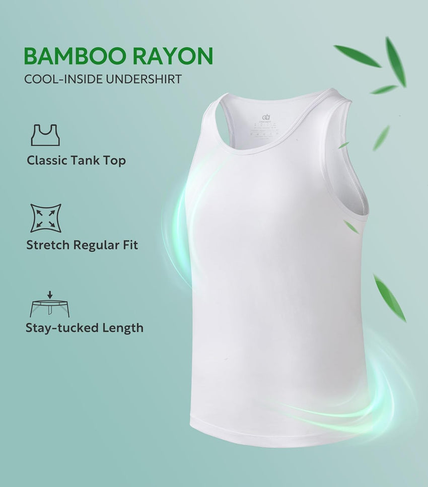 DAVID ARCHY Men's Tank Top Bamboo Rayon Undershirts Tank Shirt Moisture-Wicking A-Shirt for Men, 3 or 5 Pack