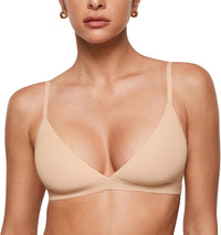 INLYRIC Women's Inbarely Triangle Bralette Plunge Unlined Seamless Bra No Underwire Sexy Comfortable Everyday