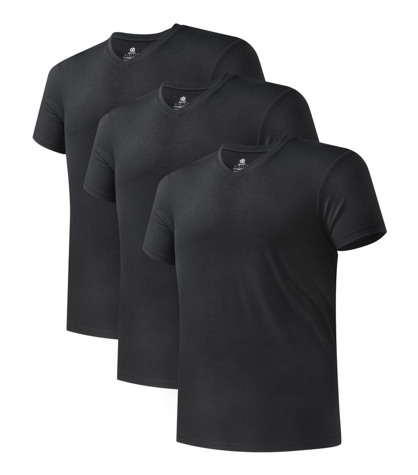 DAVID ARCHY Men's Undershirts Micro Modal Ultra Soft T-Shirts Stretch Moisture-Wicking Crewneck/V-Neck Tees for Men, 3-Pack