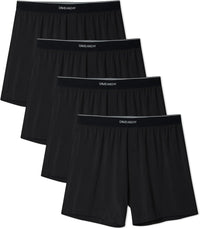 DAVID ARCHY Ultra Soft Modal Boxers for Men, Silky Stretchy Boxer Shorts, Breathable Loose Men's Underwear for Sleep 4 Pack