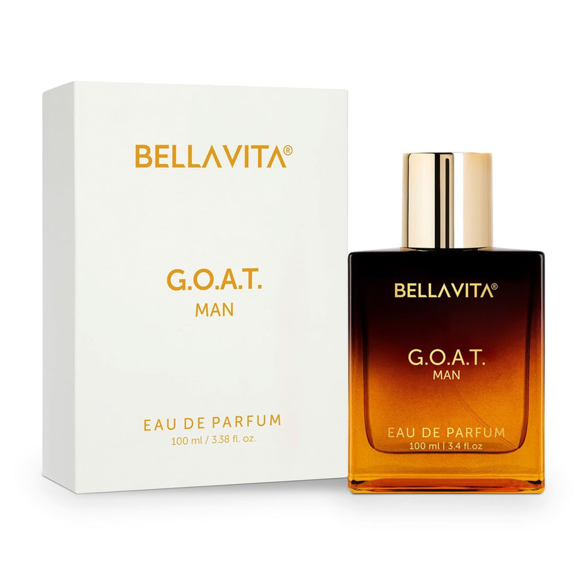 BellaVita Luxury G.O.A.T. Men's Eau De Parfum (3.4 fl.oz) | Natural Refreshing Notes of Bergamot, Lavender, Vetiver & Patchouli Oriental | Fresh Perfume for Men | Long-Lasting Perfume for Mens EDP