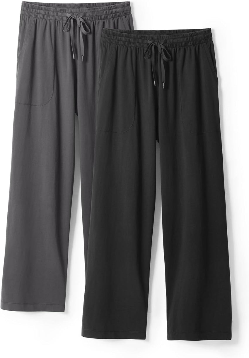 DAVID ARCHY Men's Pajama Pants Cotton Comfy Sleep Bottoms, Lightweight Lounge Pants with Pockets Soft Sleepwear PJs, 2 Pack