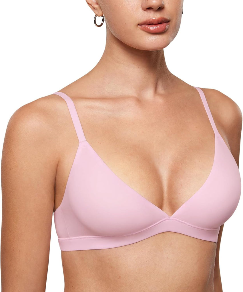 INLYRIC Women's Inbarely Triangle Bralette Plunge Unlined Seamless Bra No Underwire Sexy Comfortable Everyday