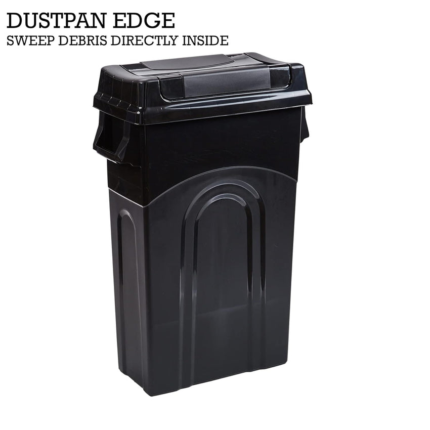 United Solutions Highboy Waste Container with Swing Lid, 23 Gallon, Space Saving Slim Profile and Easy Bag Removal, Handles for Easy Carrying, Indoor/Outdoor Use, Black, 1-Pack.