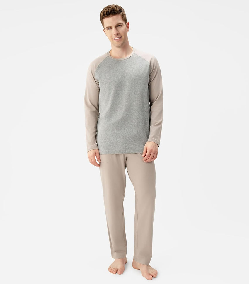 DAVID ARCHY Mens Pajamas Set - Soft Pj Sets for Men Long Sleeve Pajamas Men Cotton Mens Pjs Sets Loungewear with Pockets