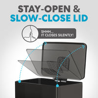 SIMPLI-MAGIC 13.2 Gallon (50L) Step Trash Can – Kitchen Garbage Can with Slow-Close Lid – Odor Control, Hands-Free, Easy to Clean, Brushed Stainless Steel