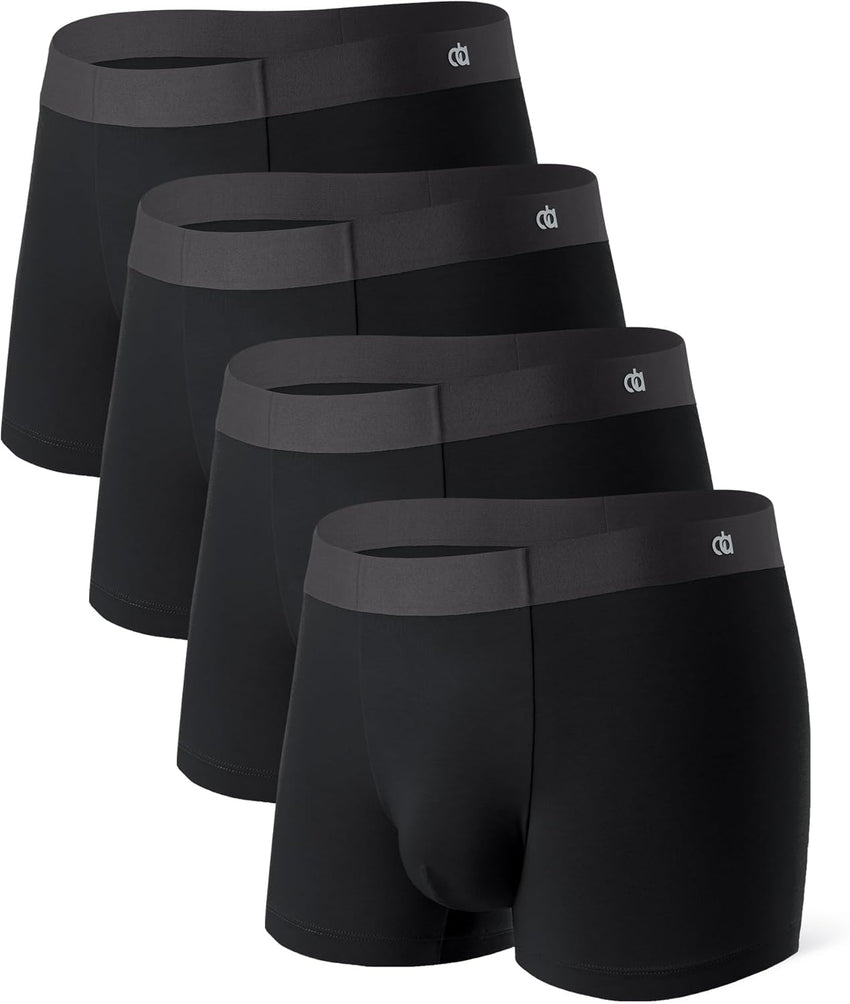 DAVID ARCHY Men's Underwear Trunks Modal Support Pouch Ultra Soft Breathable Seamless Underwear for Men 4 Pack