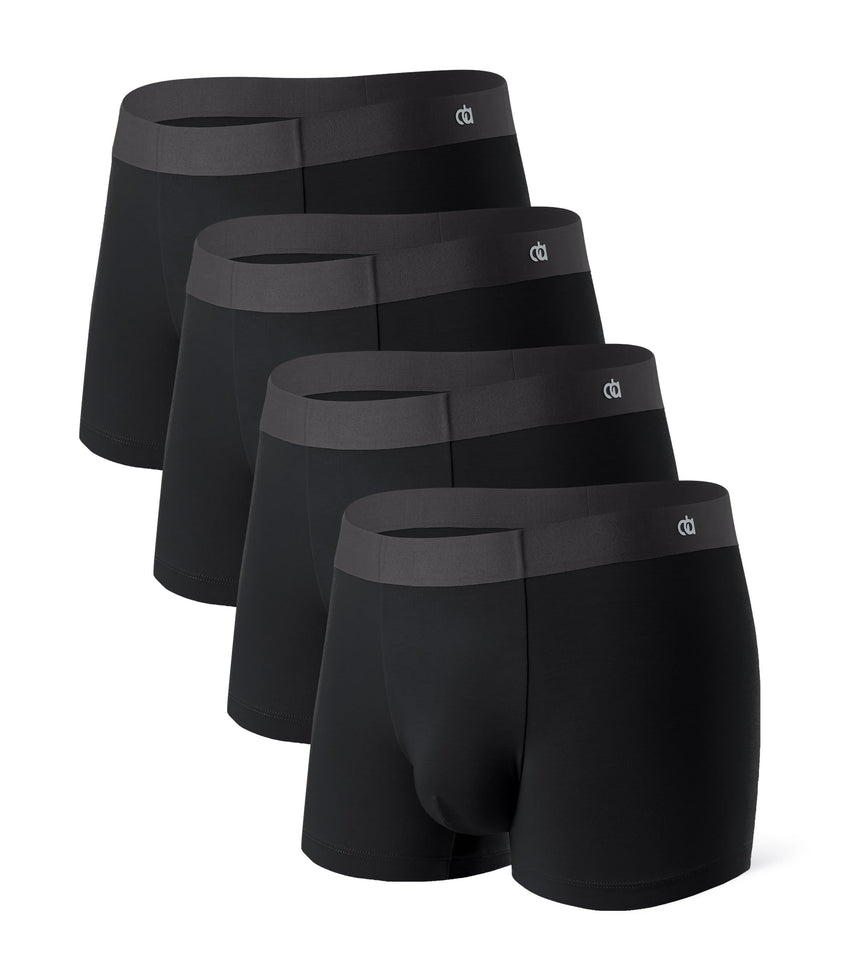 DAVID ARCHY Men's Underwear Trunks Modal Support Pouch Ultra Soft Breathable Seamless Underwear for Men 4 Pack