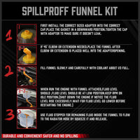 Ultimate No Spill Coolant Funnel Kit - 19-Piece Spill-Free Radiator Funnel Set, Spill Proof Radiator Bleeder Kit, Coolant Filling, Radiator Filler, Extra Funnels and Adapters for Universal Vehicle