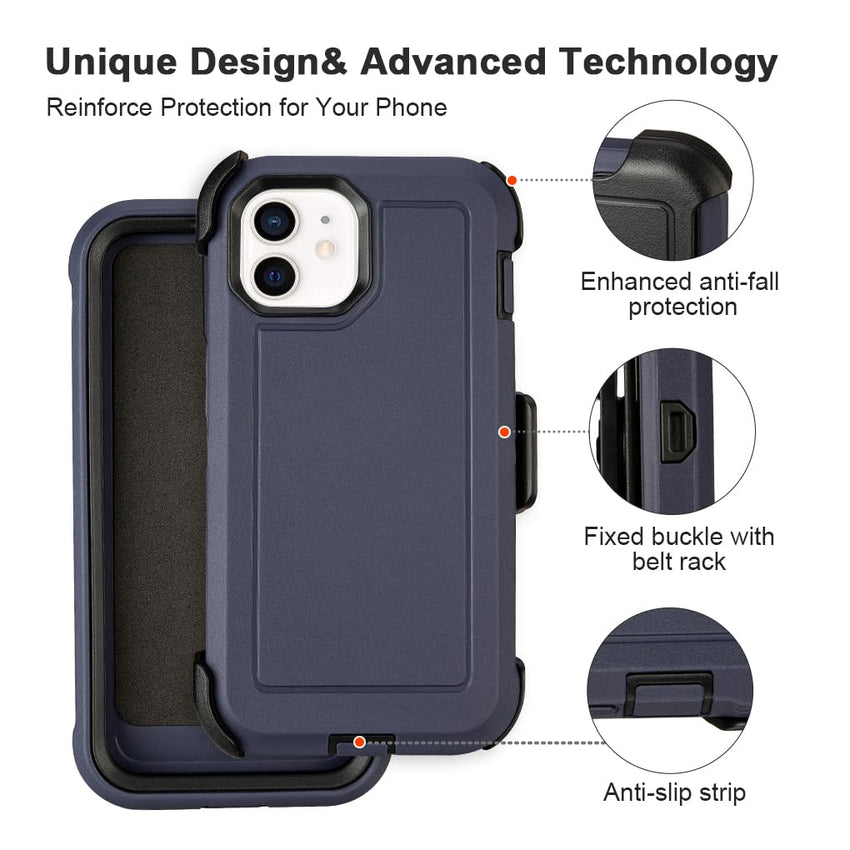 for Black iPhone 15 Case with Belt Clip, Shockproof Heavy Duty Rugged, 3 Layers of Sturdy,Anti-Drop, Military-Grade Defender Cover for iPhone 15 Case Black