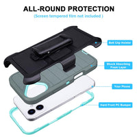 for Phone Case iPhone 16 Plus Case Black with Belt Clip Heavy Duty Holster for ShockPlusof Cases,3 Layers of Sturdy,Military Grade Defender Cover for iPhone 16 Plus Cases Black 6.7 Inch