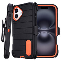 for Phone Case iPhone 16 Plus Case Black with Belt Clip Heavy Duty Holster for ShockPlusof Cases,3 Layers of Sturdy,Military Grade Defender Cover for iPhone 16 Plus Cases Black 6.7 Inch