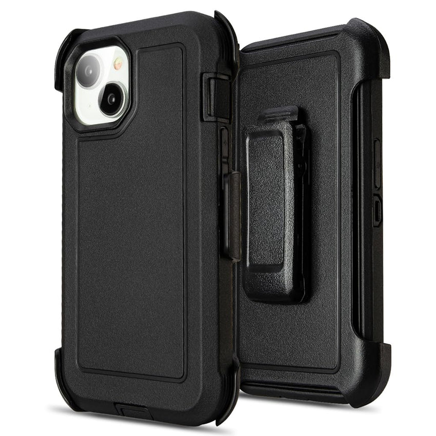 for Black iPhone 15 Case with Belt Clip, Shockproof Heavy Duty Rugged, 3 Layers of Sturdy,Anti-Drop, Military-Grade Defender Cover for iPhone 15 Case Black