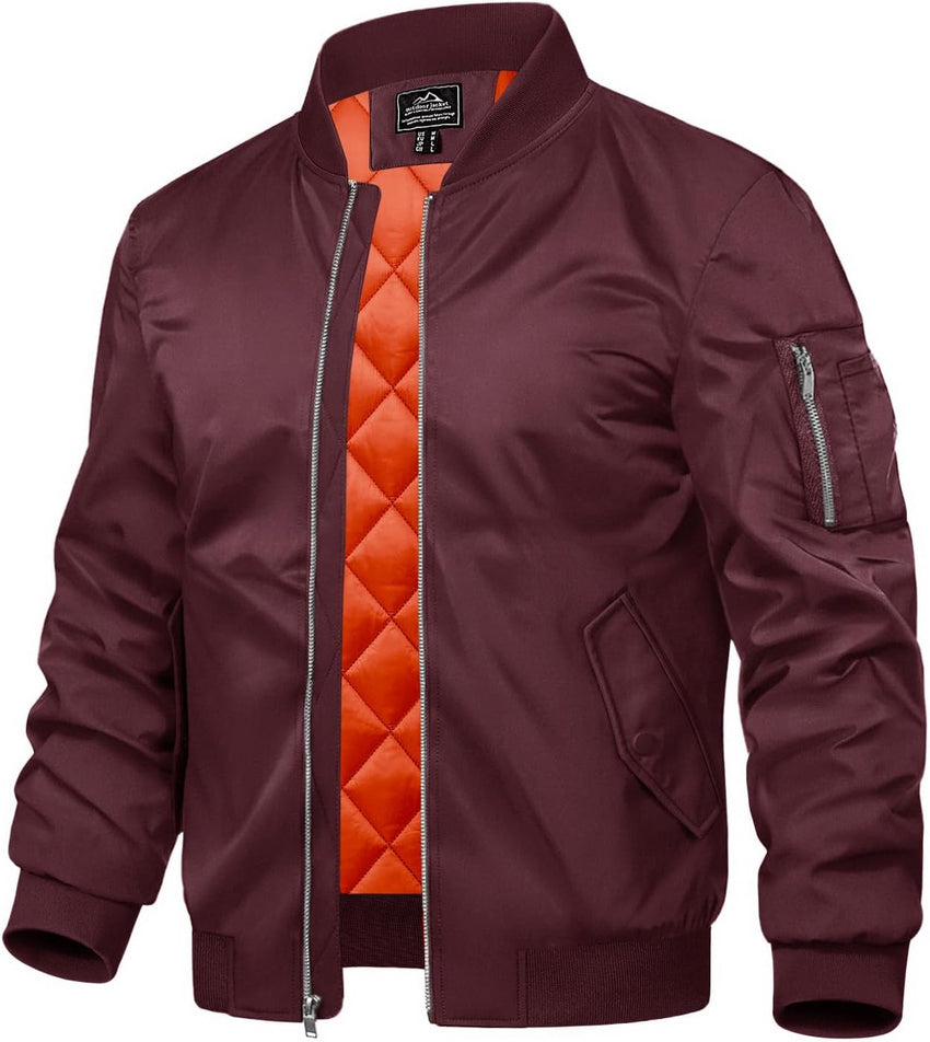 7DAY'SMens Bomber Jacket Windproof Windbreaker Thermal Quilted Jacket Warm Winter Padded Coats
