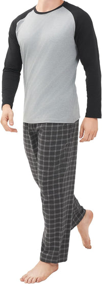 DAVID ARCHY Mens Pajamas Set - Soft Pj Sets for Men Long Sleeve Pajamas Men Cotton Mens Pjs Sets Loungewear with Pockets