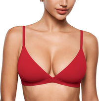INLYRIC Women's Inbarely Triangle Bralette Plunge Unlined Seamless Bra No Underwire Sexy Comfortable Everyday