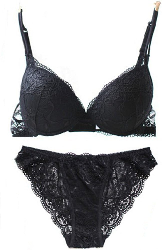Nanier Women's Solid Lace Push up Bra Set