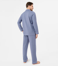 DAVID ARCHY Mens Pajamas Set Soft Cotton Notched Collar Pajamas for Men Long Sleeve Mens Sleepwear with Pockets & Front Fly