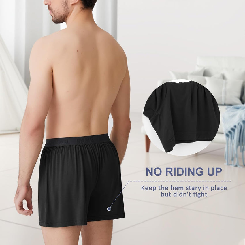 BAMBOO COOL Mens Boxer Shorts Underwear Soft Comfortable Breathable Knit Boxers Short for Men (3 or 5 Pack)
