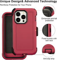 for iPhone 16 Pro Max Case with Belt Clip Holster,for iPhone Pro Max 16 Case with Stand,Heavy Duty Rugged,Anti-Drop,for Protective PhoneCase iPhone16 ProMax Cases Red