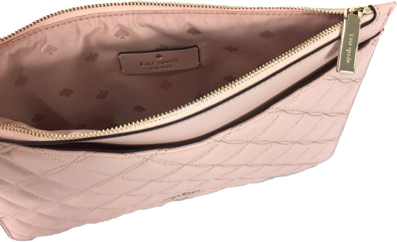 Kate Spade Natalia Quilted Leather Zip Pouch Clutch, Rose Smoke Pink