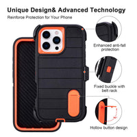 for Phone Case iPhone 16 Pro Case Black with Belt Clip Heavy Duty Holster for Shockproof Cases,3 Layers of Sturdy,Military Grade Defender Cover for iPhone 16 Pro Cases Black 6.3 Inch
