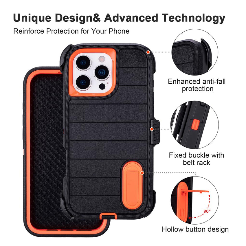 for Phone Case iPhone 16 Pro Case Black with Belt Clip Heavy Duty Holster for Shockproof Cases,3 Layers of Sturdy,Military Grade Defender Cover for iPhone 16 Pro Cases Black 6.3 Inch