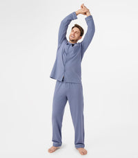 DAVID ARCHY Mens Pajamas Set Soft Cotton Notched Collar Pajamas for Men Long Sleeve Mens Sleepwear with Pockets & Front Fly