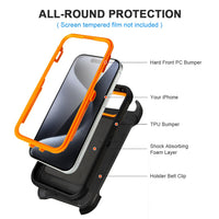 for Black iPhone 16 Pro Case with Belt Clip, for Shockproof iPhone 16 Pro Case Heavy Duty,3 Layers of Sturdy,Anti-Drop,Military-Grade Defender Cover for iPhone 16Pro Case Black