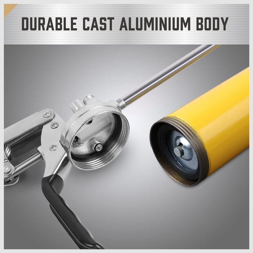 SEDY Heavy Duty Grease Gun Kit - 14oz Free Grease Tube 8000 PSI Pistol High Pressure Flexible Hose Bearing Grease Pump Marine Durable Connectors Adapters Extension Tubes Nozzle Easy Operation