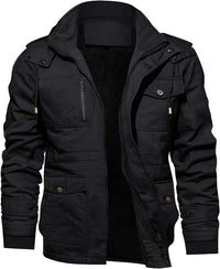 7DAY'S Men's Winter Jacket Cotton Military Jackets Fleece Lined Thick Work Warm Cargo Coats with Hooded