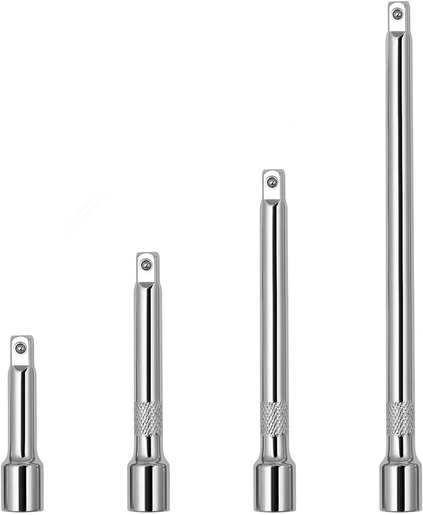 1/4" Socket Extension Set - 4PCS Drive Socket Quarter Inch Extension Bar Set 2" / 50mm, 3" / 75mm, 4" / 100mm, 6" / 150mm CR-V Durable Material