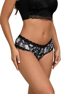 Morvia 10pcs Women's Gothic Contrast Lace Halloween Skull & Rose Print Hipster Panties Assorted Styles