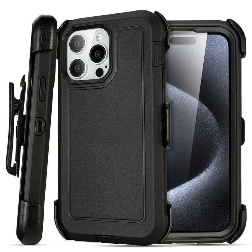 for Black iPhone 16 Pro Case with Belt Clip, for Shockproof iPhone 16 Pro Case Heavy Duty,3 Layers of Sturdy,Anti-Drop,Military-Grade Defender Cover for iPhone 16Pro Case Black