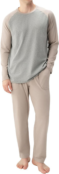 DAVID ARCHY Mens Pajamas Set - Soft Pj Sets for Men Long Sleeve Pajamas Men Cotton Mens Pjs Sets Loungewear with Pockets