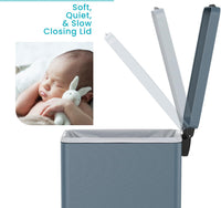 Home Zone Living 12 Gallon Slim Kitchen Trash Can with Soft Close Lid, Step Pedal, Bag Tuck Band, and Removable Liner, Stainless Steel, Midnight Blue, 45 Liters