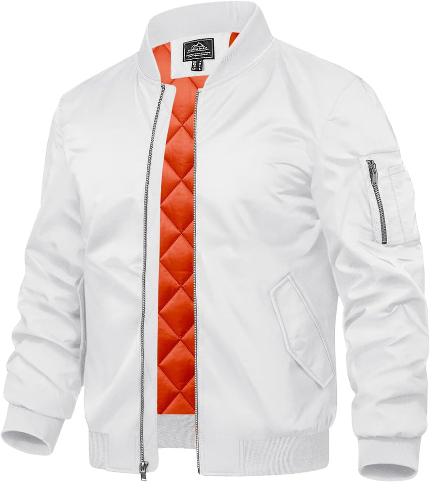 7DAY'SMens Bomber Jacket Windproof Windbreaker Thermal Quilted Jacket Warm Winter Padded Coats