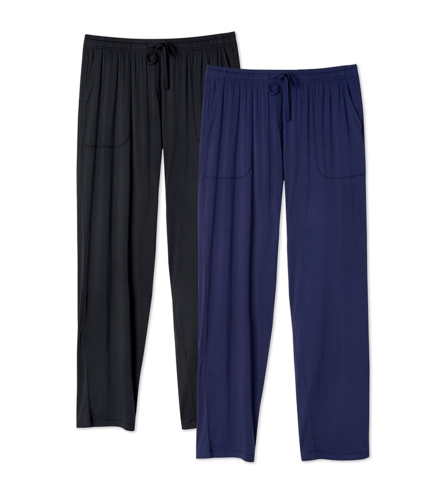 DAVID ARCHY Mens Pajama Pants Bamboo Rayon Lightweight Sleep Bottoms, Breathable Lounge Pants with Pockets Comfy PJs, 2 Pack