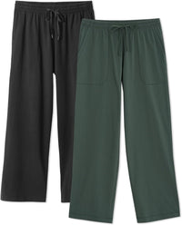 DAVID ARCHY Men's Pajama Pants Cotton Comfy Sleep Bottoms, Lightweight Lounge Pants with Pockets Soft Sleepwear PJs, 2 Pack